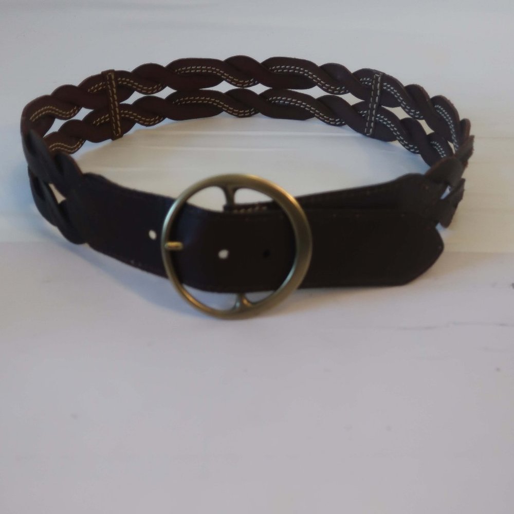 Womens Linea Pelle LP080177 Brown Braided Leather Belt L *